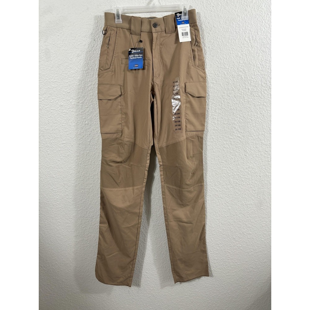 Galls Elite Ops Tactical Pants Mens 28 Tan Ripstop Cargo Unhemmed Stretch‎ TJ295
